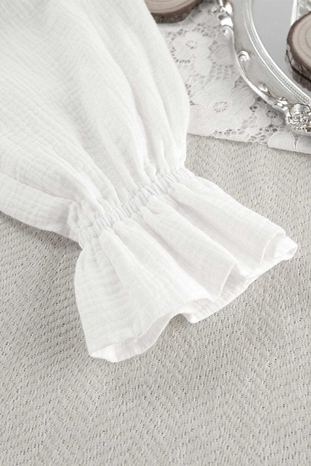 Breathable Ruffled V-Neck Long Sleeve Top and Pants Set - Trendsi - Flyclothing LLC