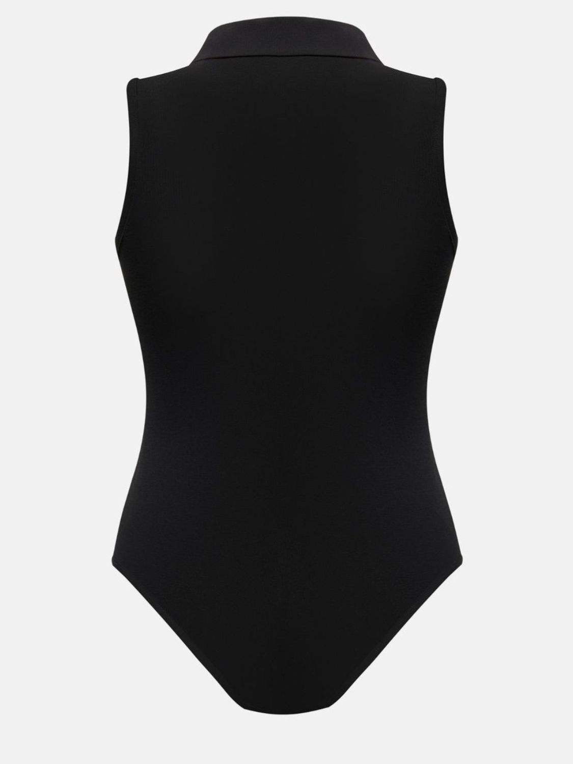 Quarter Zip Collared Neck Sleeveless Bodysuit - Trendsi - Flyclothing LLC