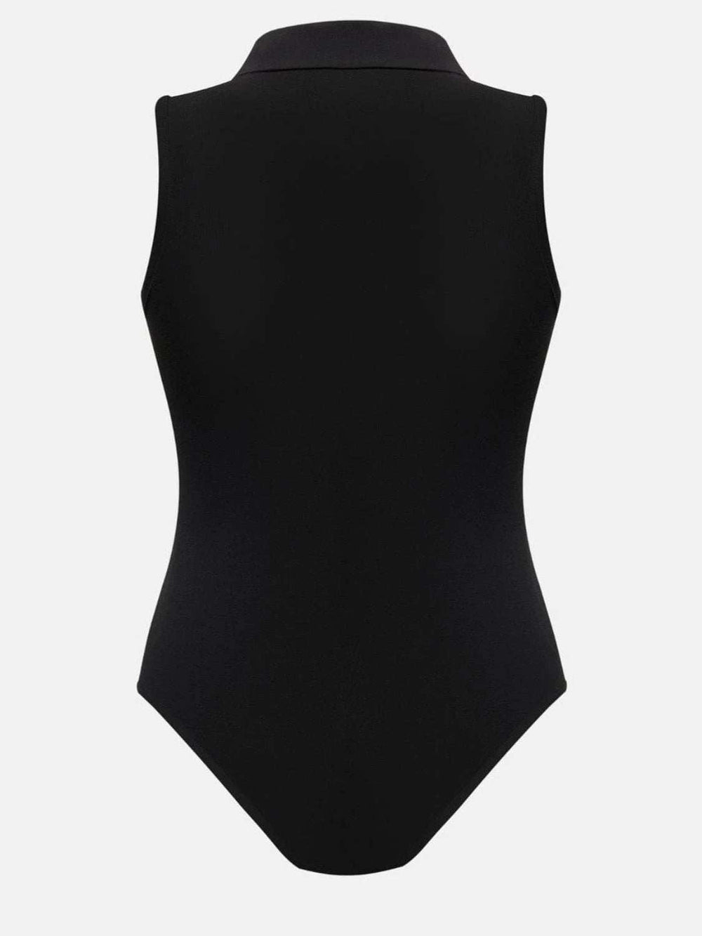 Quarter Zip Collared Neck Sleeveless Bodysuit - Trendsi - Flyclothing LLC