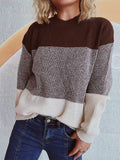 Color Block Long Sleeve Sweater - Trendsi - Flyclothing LLC