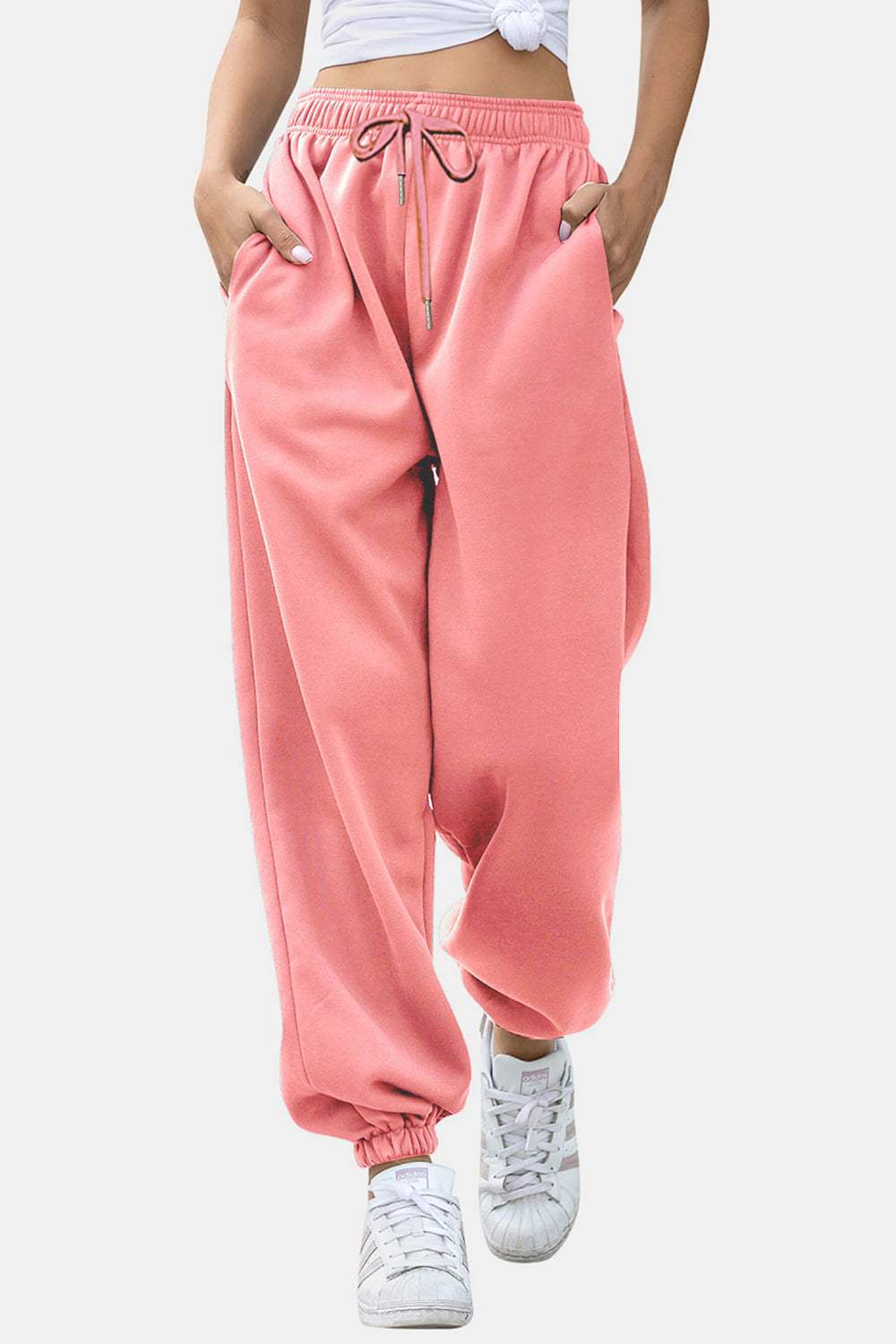 Elastic Waist Joggers with Pockets - Trendsi - Flyclothing LLC