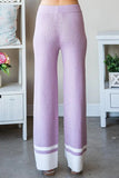 First Love Contrast Ribbed Knit Pants - Trendsi