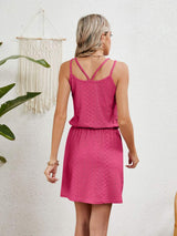 Eyelet Scoop Neck Sleeveless Dress - Trendsi - Flyclothing LLC