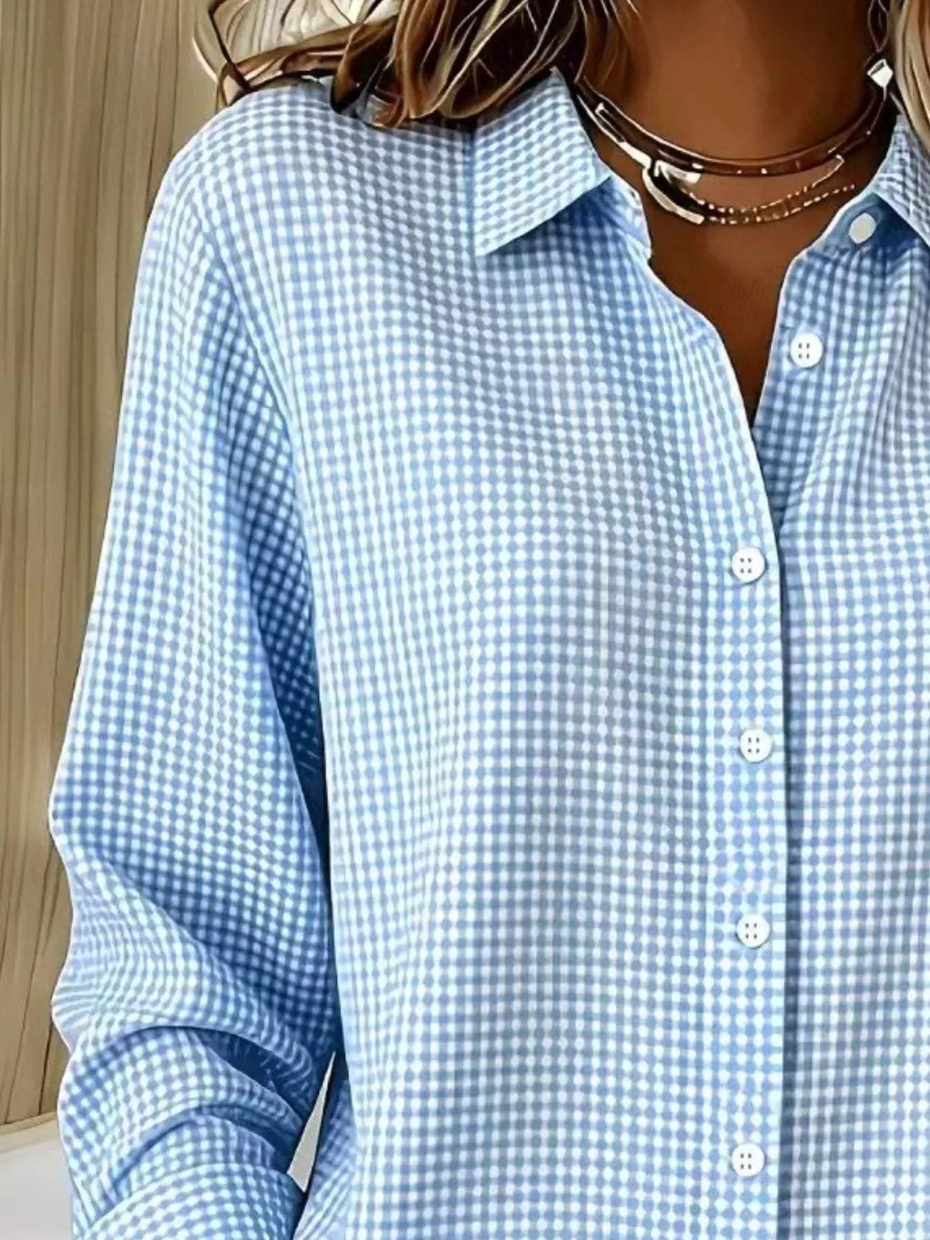 Full Size Plaid Button Up Long Sleeve Shirt Plus Size - Trendsi - Flyclothing LLC