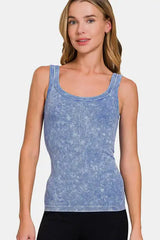 Zenana Ribbed Scoop Neck Tank - Trendsi - Flyclothing LLC