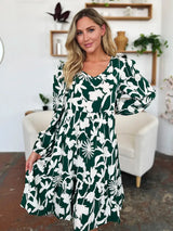 Double Take Full Size Printed Ruffle Hem Dress with Pocket - Trendsi - Flyclothing LLC