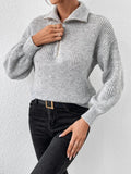 Honey Half Zip Dropped Shoulder Sweater - Trendsi