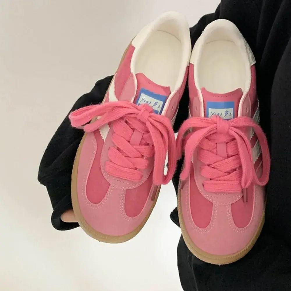 Contrast Round Toe Flat Sneakers - Trendsi - Flyclothing LLC