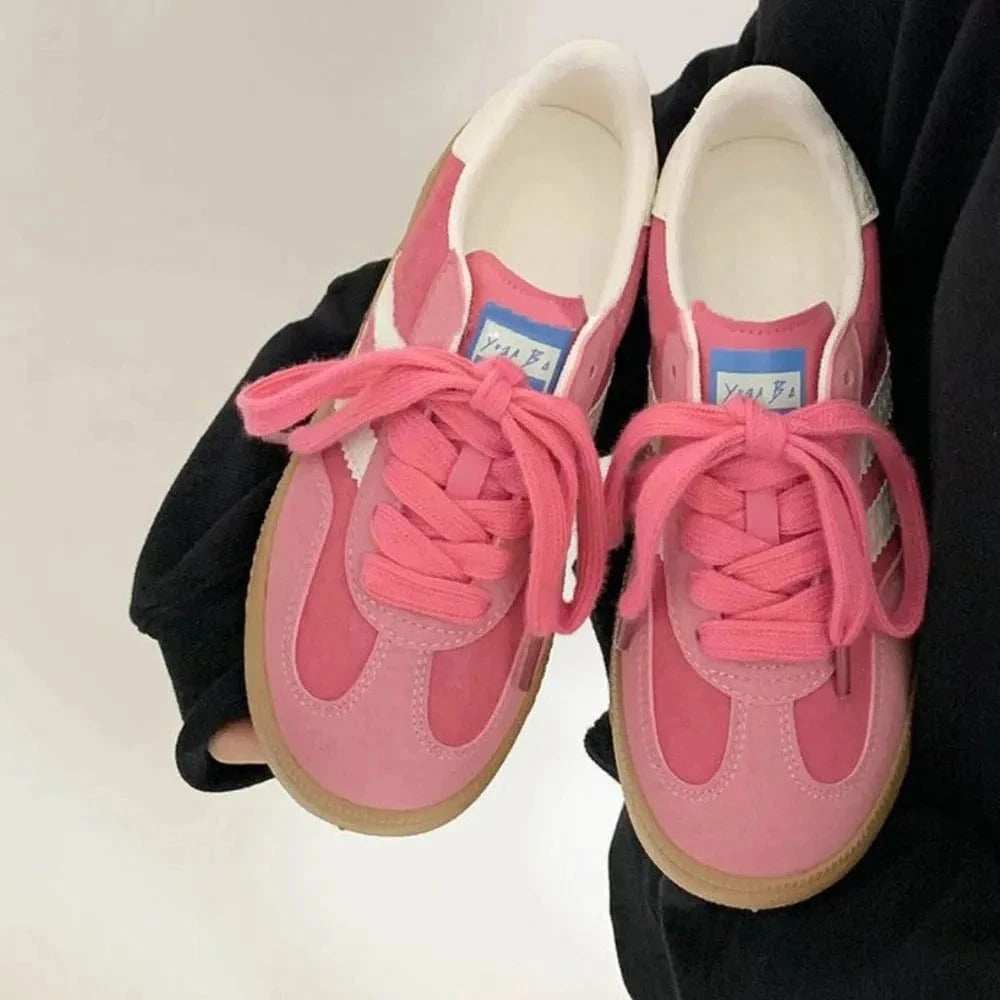 Contrast Round Toe Flat Sneakers - Trendsi - Flyclothing LLC