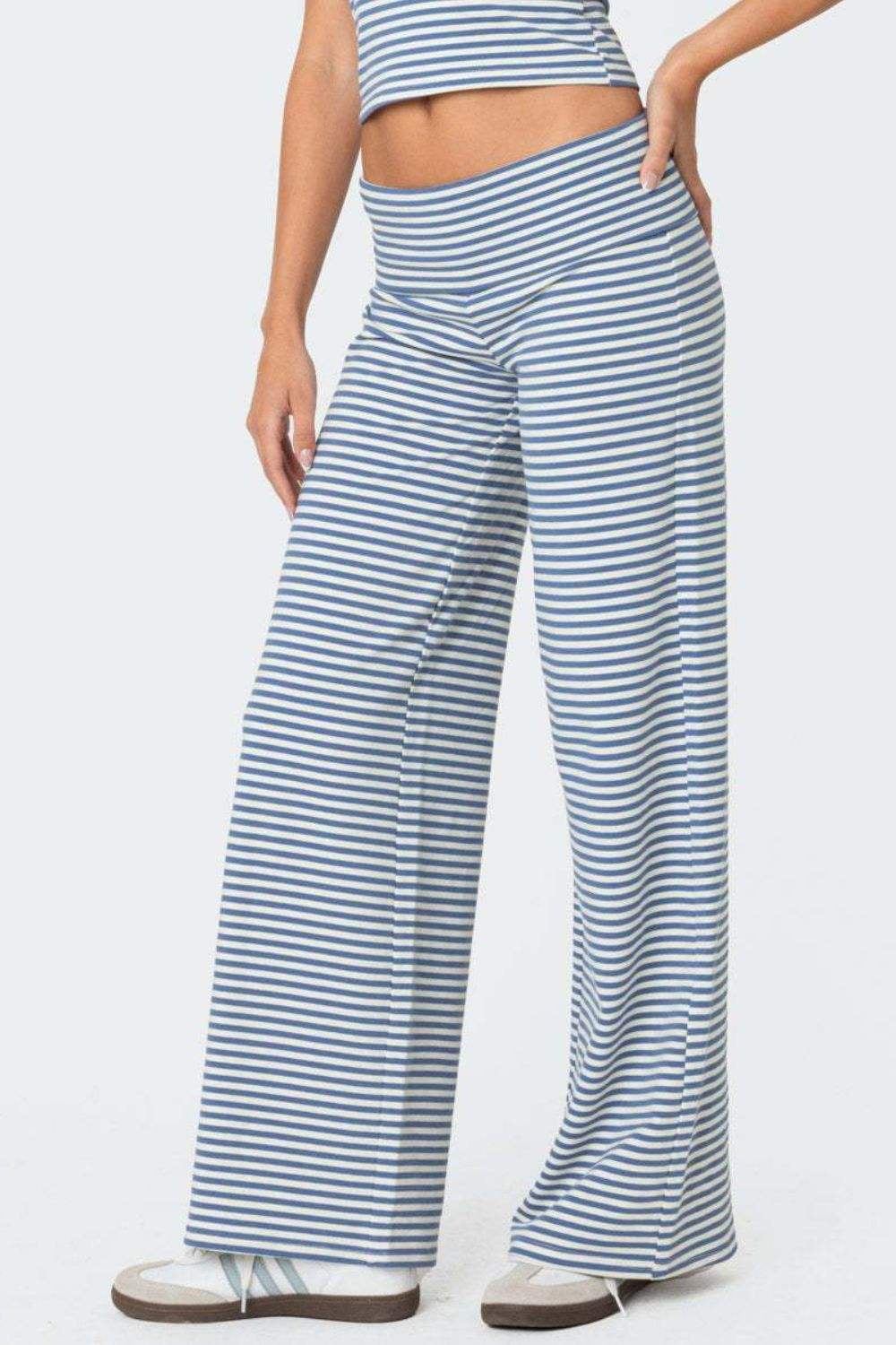 Striped Wide Leg Pants - Trendsi - Flyclothing LLC