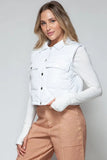 Snobbish Snap Down Quilted Crop Vest - Trendsi