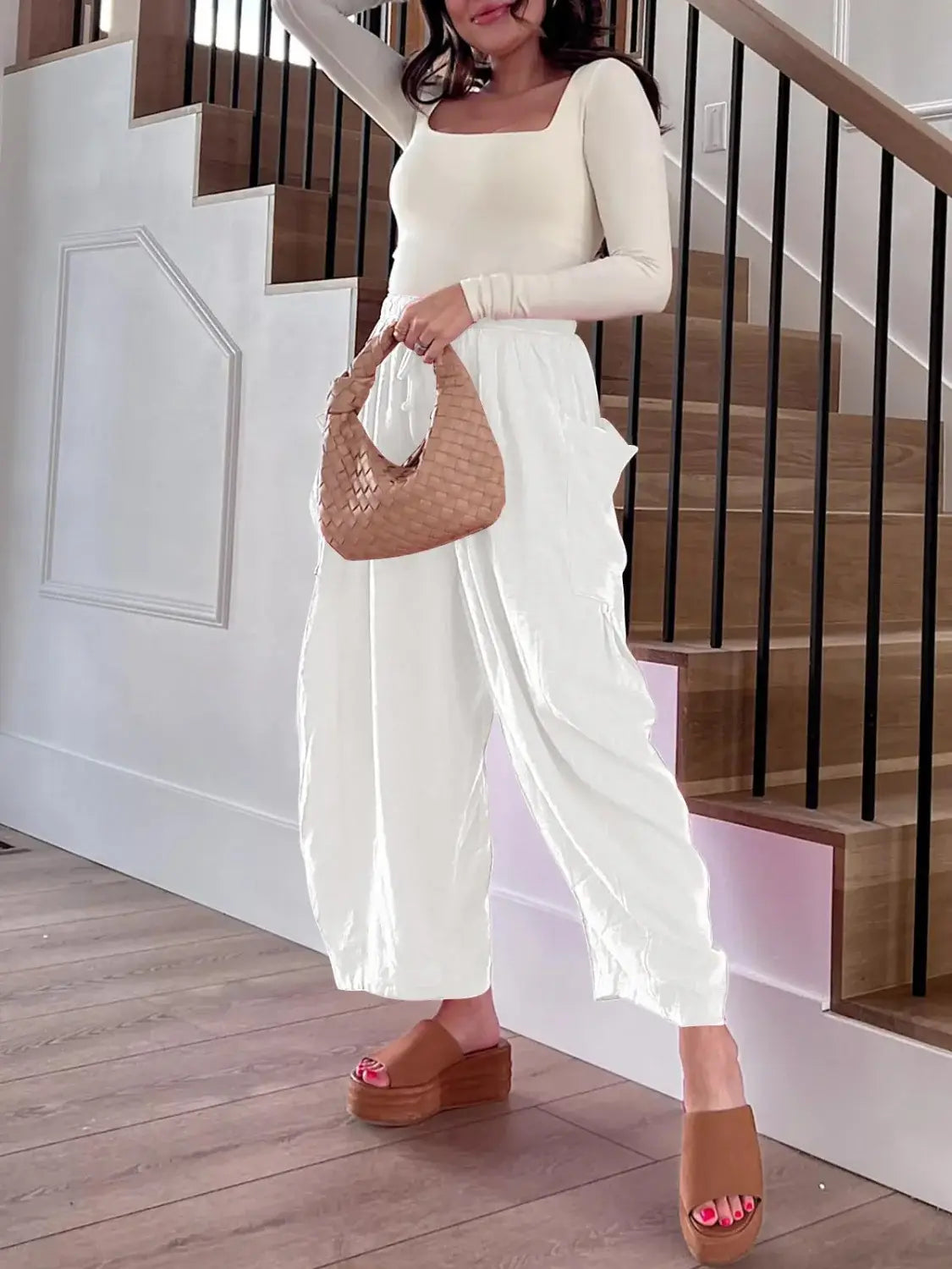 Full Size Drawstring Pants with Pockets Plus Size - Trendsi - Flyclothing LLC