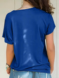 Asymmetrical Neck Short Sleeve T-Shirt - Trendsi - Flyclothing LLC