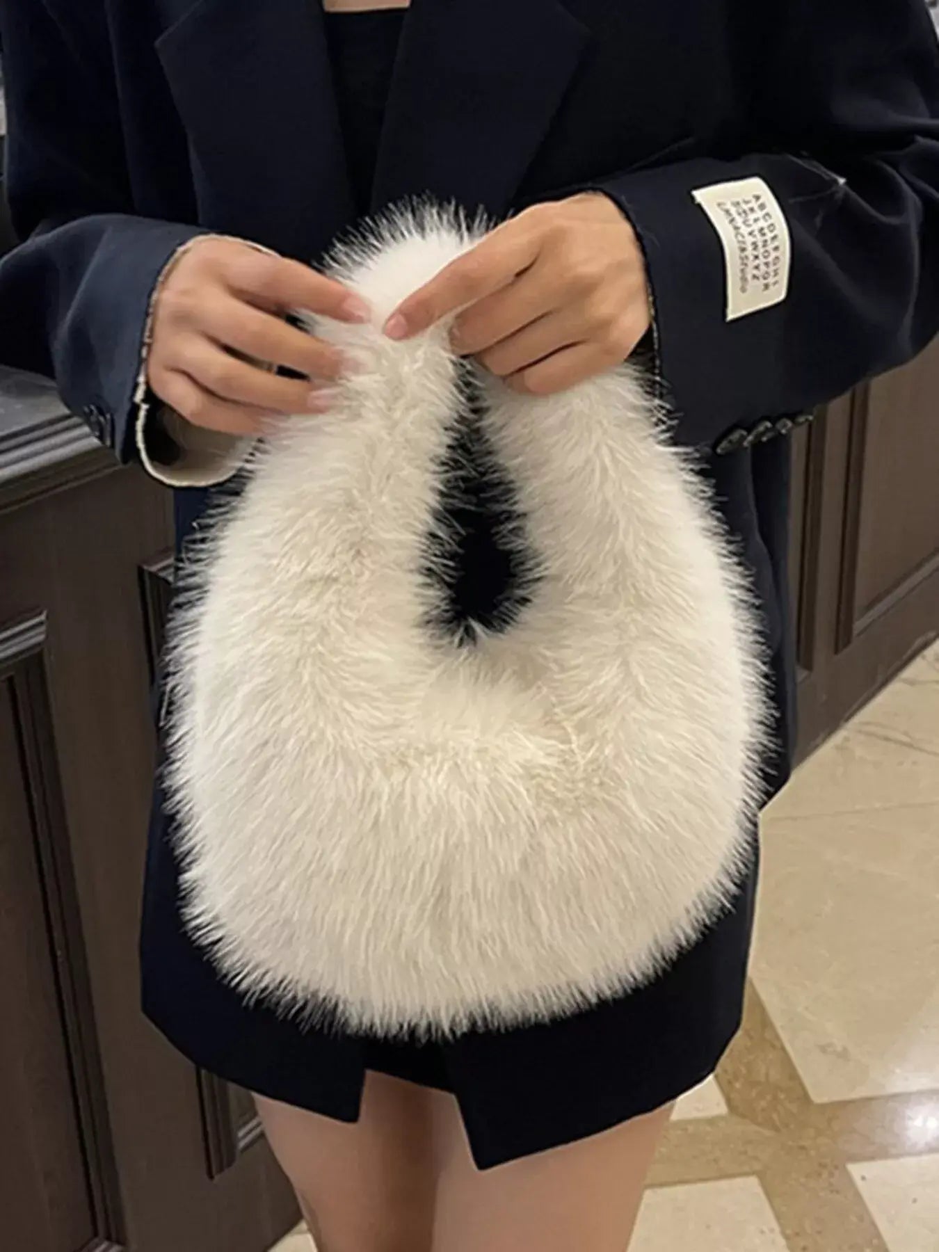 Fluffy Solid Color Handbag - Trendsi - Flyclothing LLC