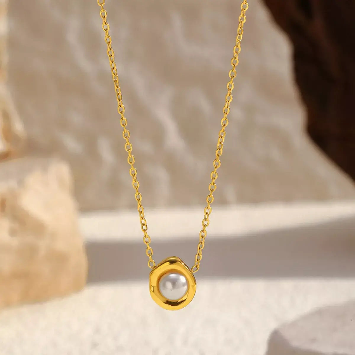 18K Gold-Plated Pearl Necklace - Trendsi - Flyclothing LLC