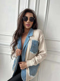 Raw Hem Denim Pocket Patchwork Cardigan - Trendsi - Flyclothing LLC