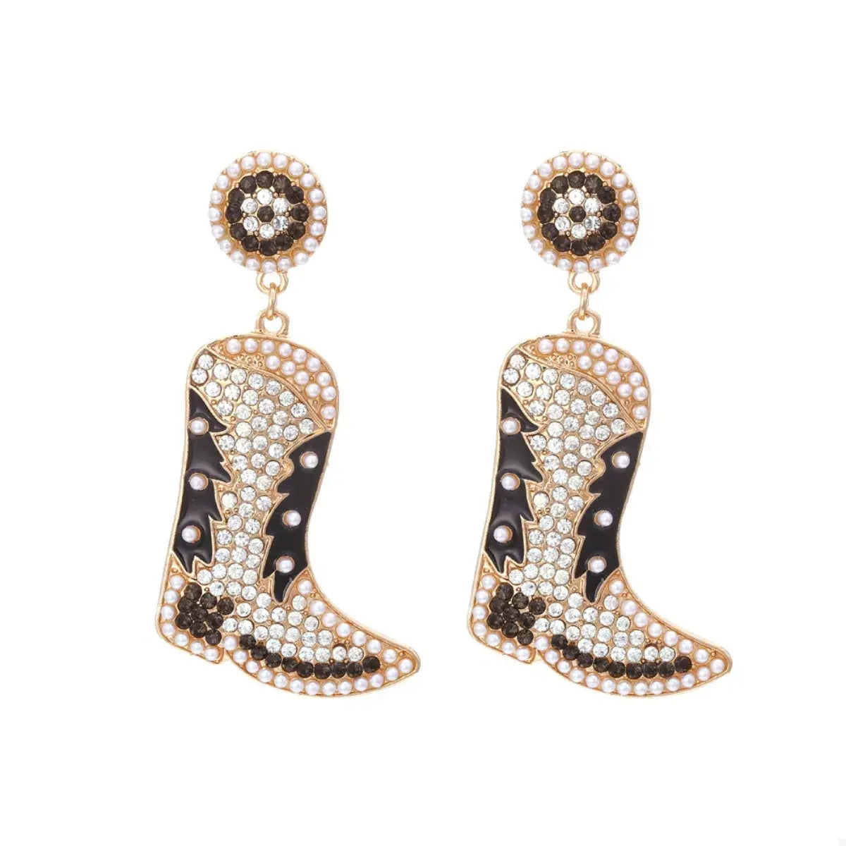 Rhinestone Cowboy Boot Dangle Earrings - Trendsi - Flyclothing LLC