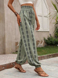Tied Printed High Waist Pants - Trendsi - Flyclothing LLC