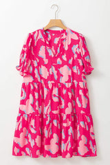 Ruffled Printed Short Sleeve Mini Dress - Trendsi - Flyclothing LLC