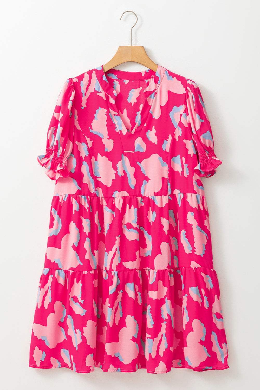 Ruffled Printed Short Sleeve Mini Dress - Trendsi - Flyclothing LLC