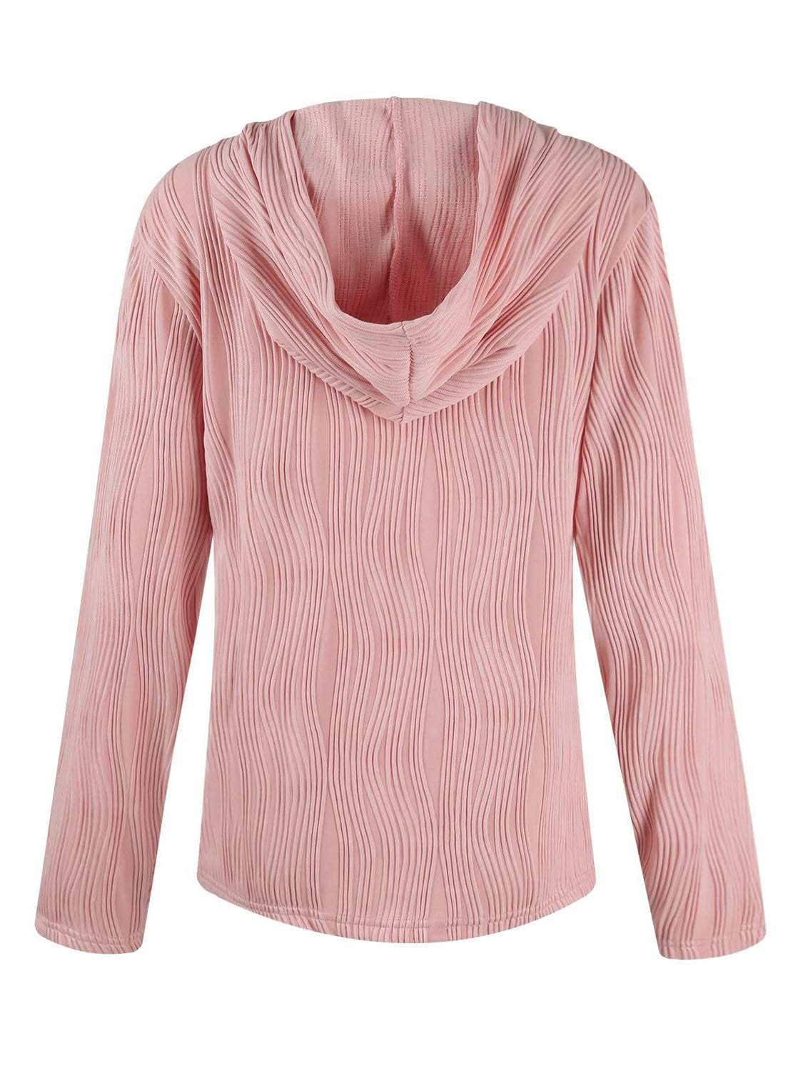 Textured Long Sleeve Hoodie - Trendsi - Flyclothing LLC