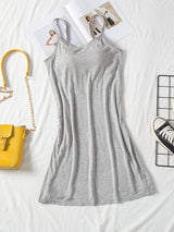 Round Neck Spaghetti Strap Cami Dress with Bra - Trendsi - Flyclothing LLC