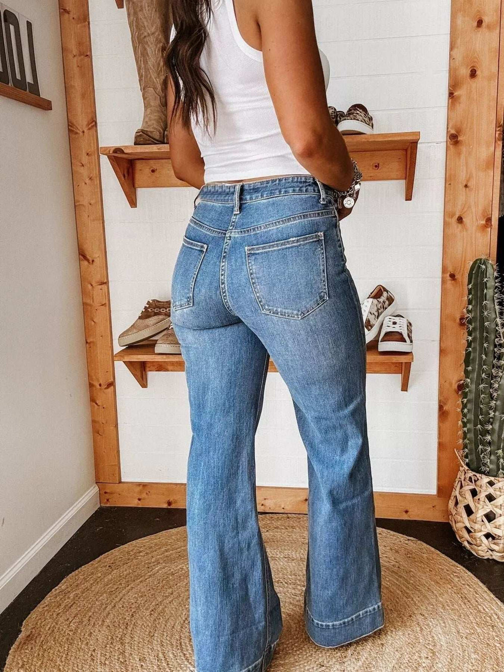 High-Waisted Wide Leg Jeans - Trendsi - Flyclothing LLC
