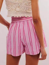 Striped Elastic Waist Shorts - Trendsi - Flyclothing LLC