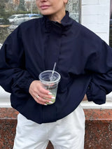 Zip Up Dropped Shoulder Jacket - Trendsi - Flyclothing LLC