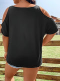 Plus Size Skeleton Graphic Round Neck Cold Shoulder T-Shirt - Trendsi