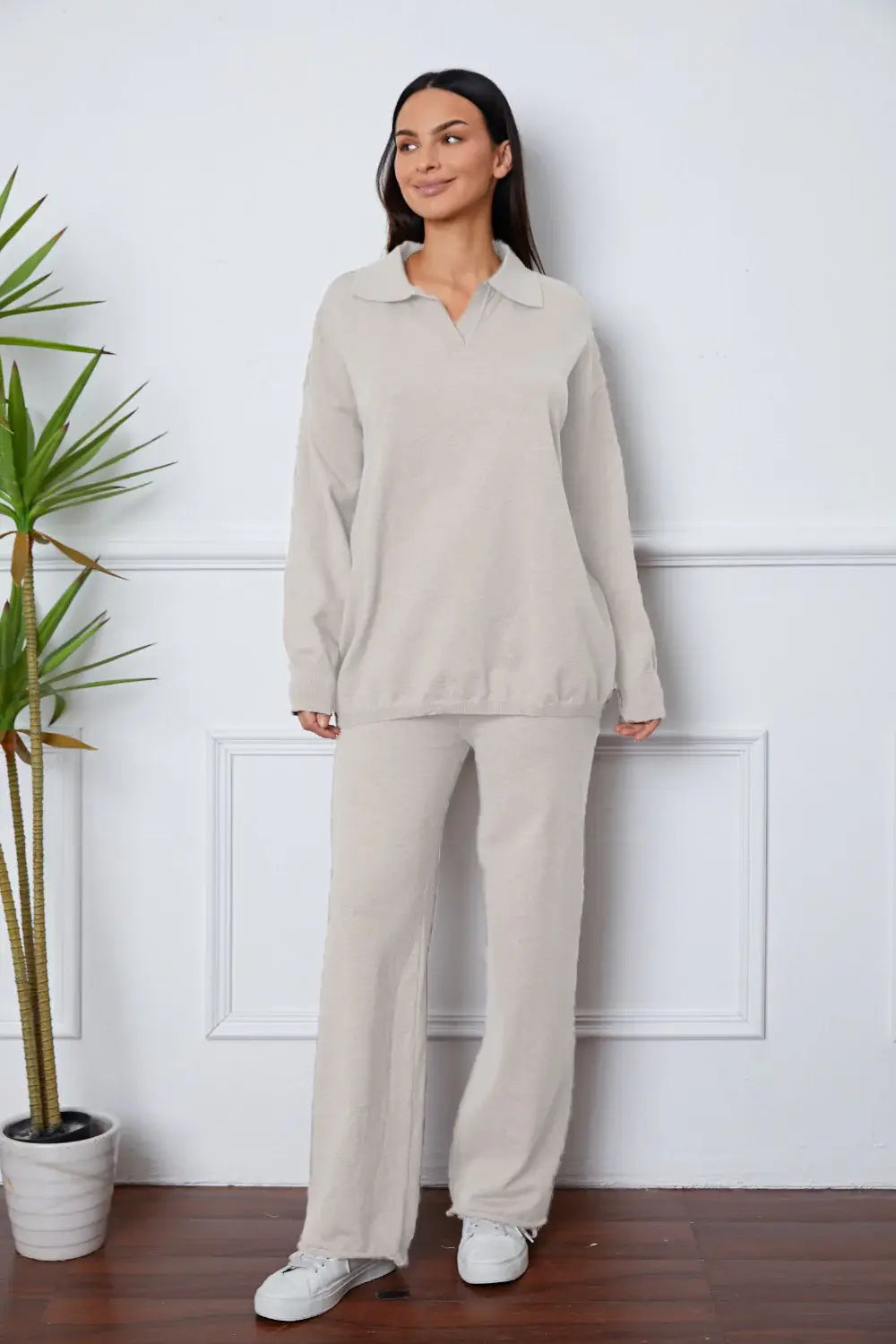 Dropped Shoulder Sweater and Long Pants Set - Trendsi - Flyclothing LLC