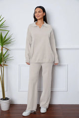 Dropped Shoulder Sweater and Long Pants Set - Trendsi - Flyclothing LLC