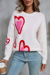 Angel Wings Heart Round Neck Long Sleeve Sweater - Trendsi - Flyclothing LLC