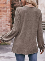 Ruffle Cuff Long Sleeve T-Shirt - Trendsi - Flyclothing LLC