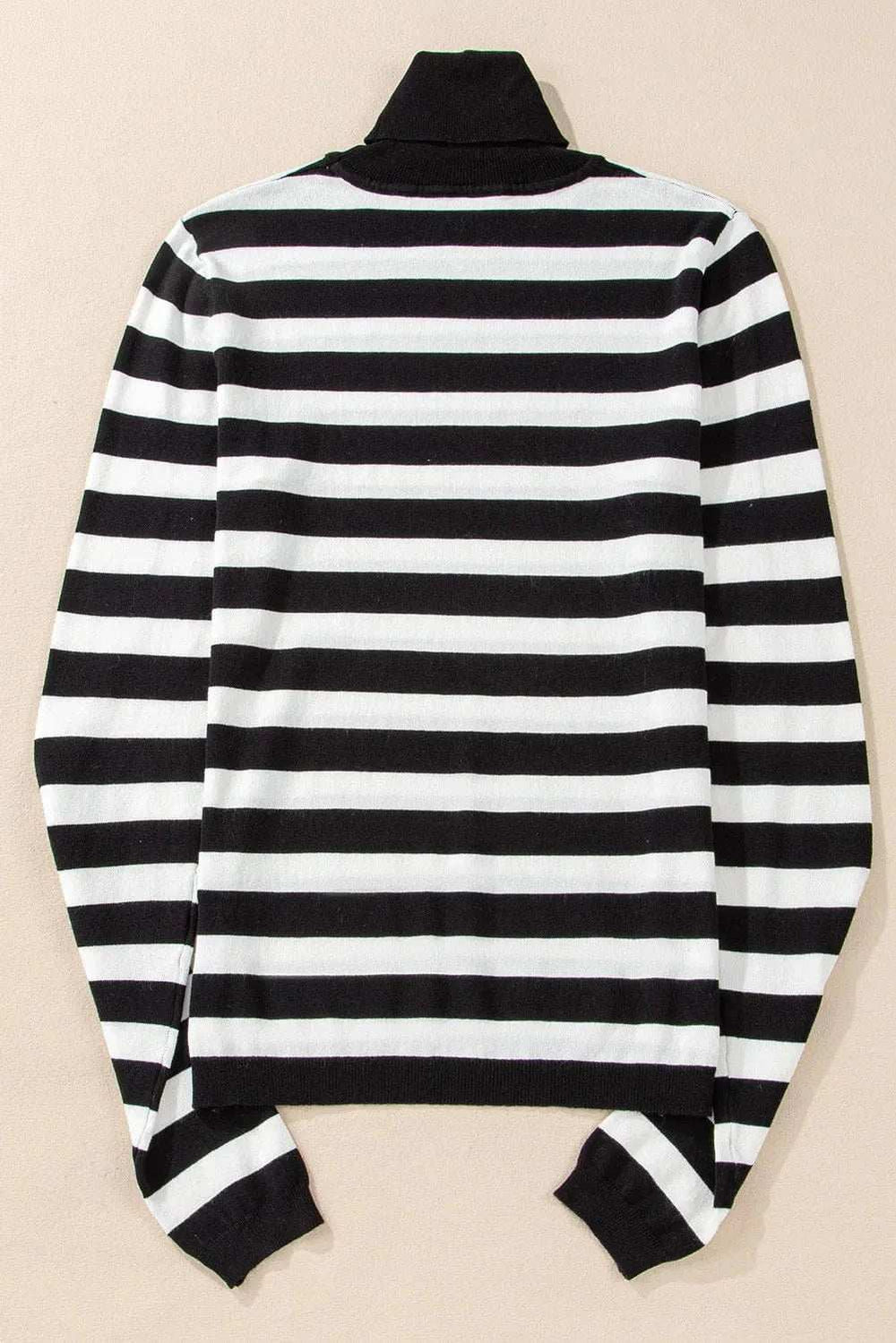 Striped Turtleneck Long Sleeve Knit Top - Trendsi - Flyclothing LLC