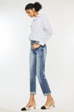 Kancan High Rise Cuffed Straight Jeans - Trendsi