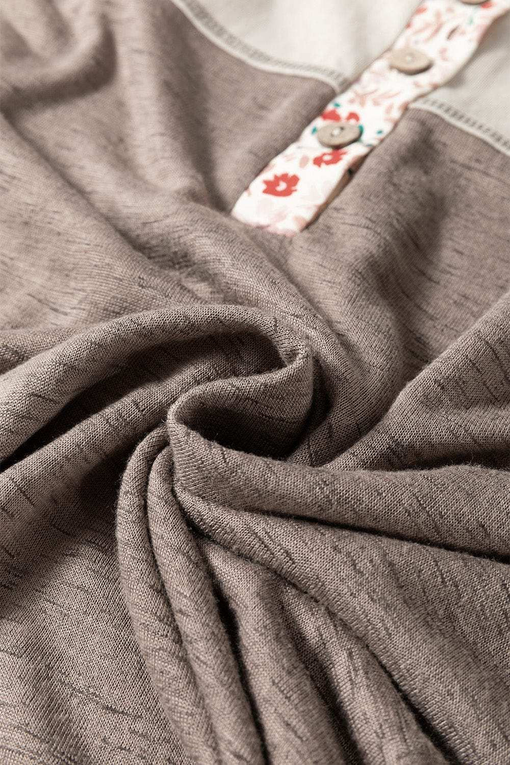 Floral Half Button Long Sleeve T-Shirt - Trendsi - Flyclothing LLC