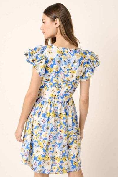 Mittoshop Floral V-Neck Cap Sleeve Mini Dress - Trendsi - Flyclothing LLC