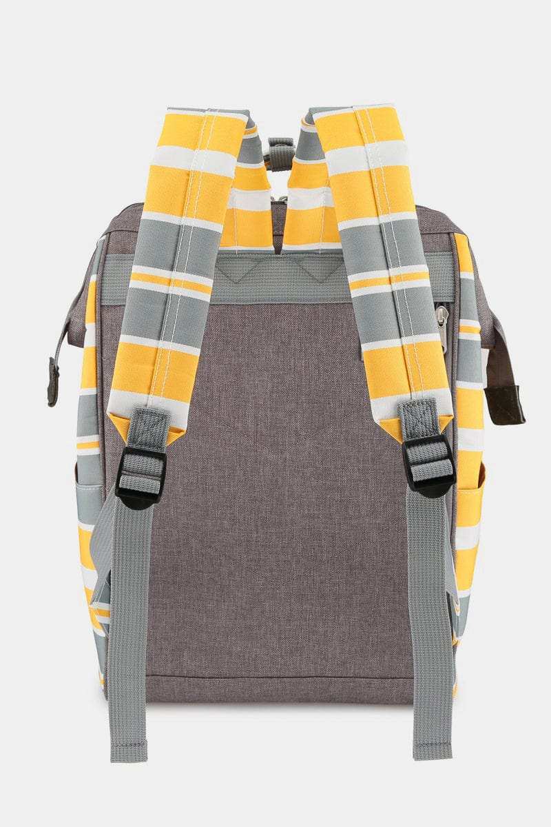 Himawari Striped Waterproof Nylon Backpack Bag with Side Pockets - Trendsi - Flyclothing LLC