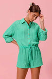 SO ME Textured Knit Button Front Romper - Trendsi - Flyclothing LLC