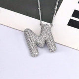 Copper Inlaid Zircon Letter Pendant Necklace - Trendsi - Flyclothing LLC