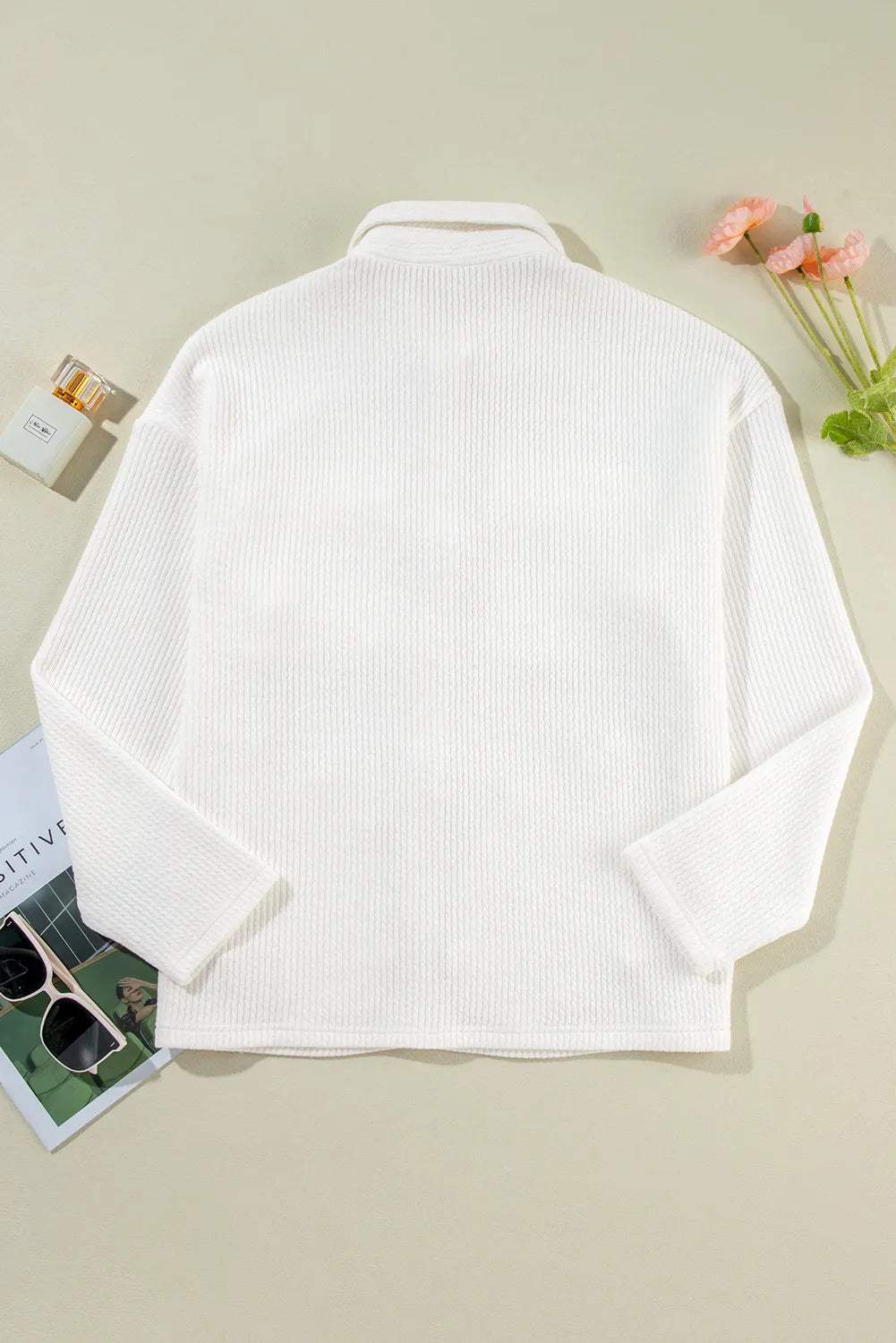 Button Up Long Sleeve Shacket - Trendsi - Flyclothing LLC