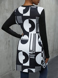 Geometric Round Neck Long Sleeve T-Shirt - Trendsi
