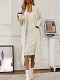V-Neck Cami Dress and Open Front Cardigan Sweater Set - Trendsi - Flyclothing LLC