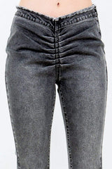 American Bazi V-Cut Ruched Flare Pants - Trendsi - Flyclothing LLC