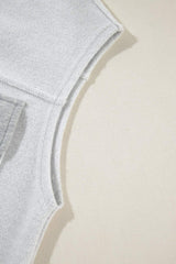 Pocketed Curved Hem Button Up Vest - Trendsi - Flyclothing LLC