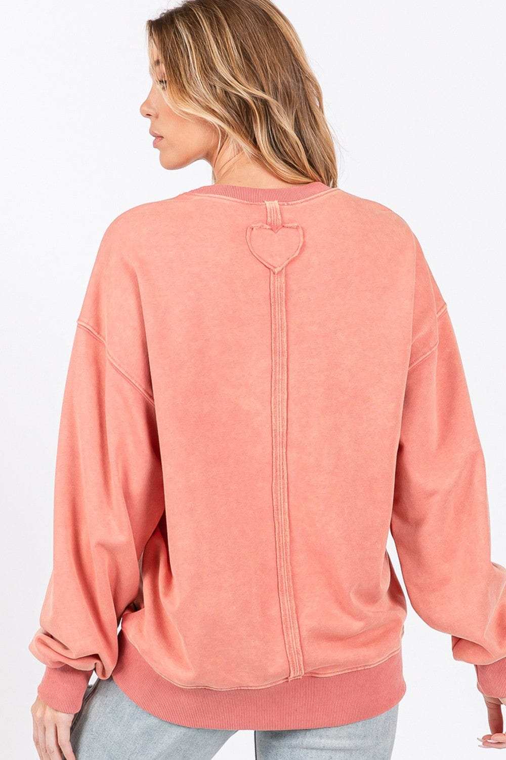 SAGE + FIG LOVE Path Applique Drop Shoulder Sweatshirt - Trendsi - Flyclothing LLC