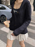 Cable Knit Button Up Cardigan - Trendsi - Flyclothing LLC