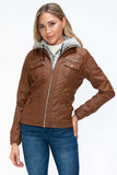 YMI Removable Faux Layered Multi-Pocket Jacket with Fuzzy Hood - Trendsi - Flyclothing LLC
