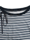 Striped Off-Shoulder Ribbon Accent Sweatshirt - Trendsi - Flyclothing LLC